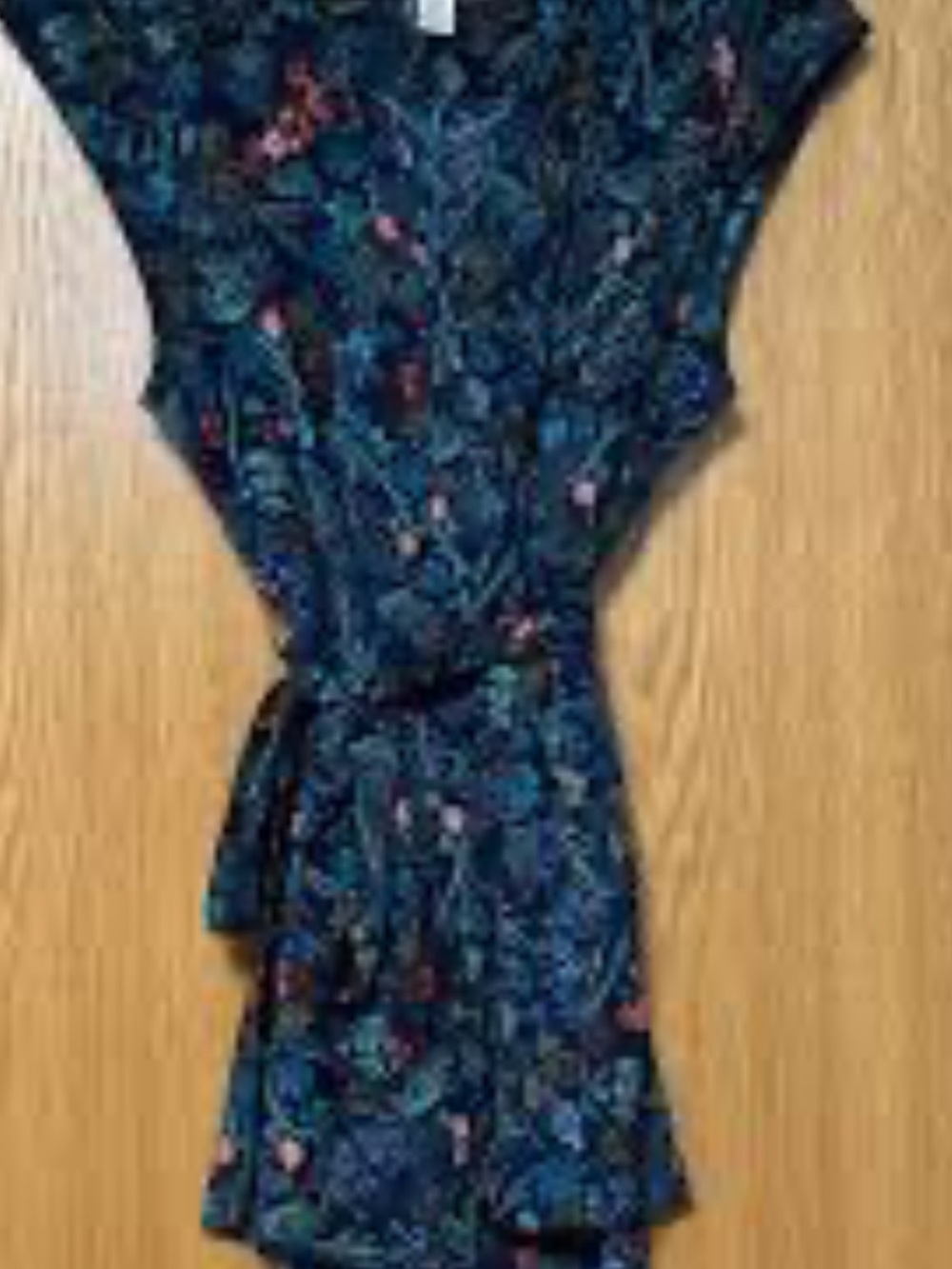 Motherhood Cap Sleeve Floral Maternity Top in Navy, Teal and Red